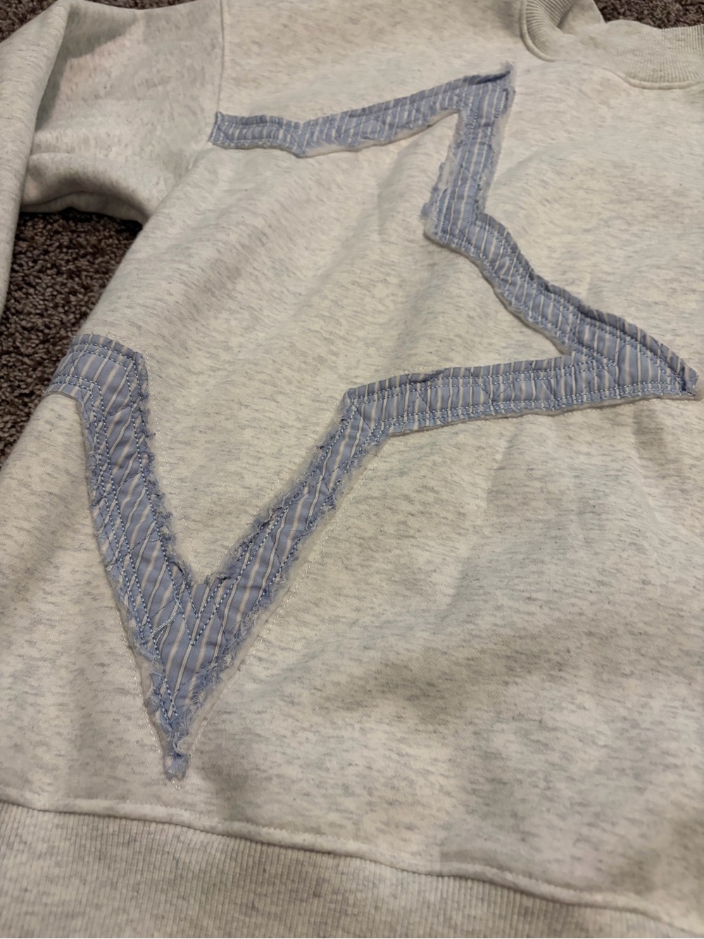Altar'd State Cream Sweatshirt with Blue Star Outline- oversized - Picture 2 of 5